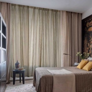Tide Luxuriöse horizontale gestreifte Pastellkaffee Voile Gardine 5