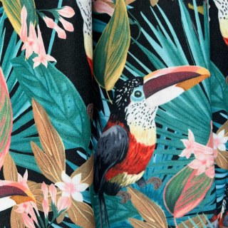 Tropischer Tukan Paradies Rot Grün Mehrfarbig Leinenoptik Verdunkelungsvorhang 4