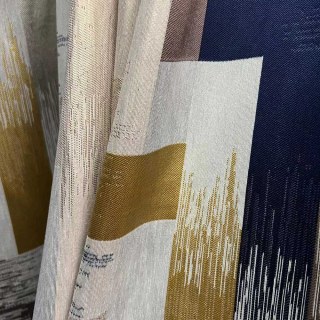 Abstrakte Striche Luxus Geometrisch Schwarz Marine und Gelb Vorhang 5