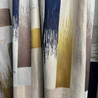 Abstrakte Striche Luxus Geometrisch Schwarz Marine und Gelb Vorhang 4