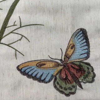 Schmetterlingsgarten Creme Blumenbestickte Leinenoptik Gardine 8