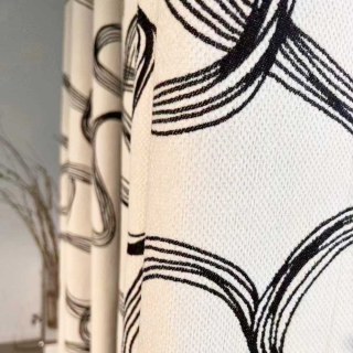 Dreamweave Schwarz-Weiß Abstrakte Linienkunst Chenille Vorhang 6