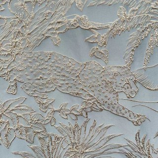 Jungle Jive Leopard und Papagei Eierschalenblau und Gold Verdunklungsvorhänge 6