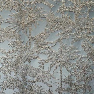 Jungle Jive Leopard und Papagei Eierschalenblau und Gold Verdunklungsvorhänge