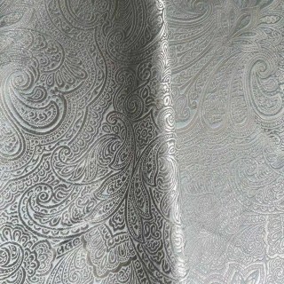 Opulente florale Luxus-Jacquard-Gardine in Enteneiei-Blau & Grau Damast 5