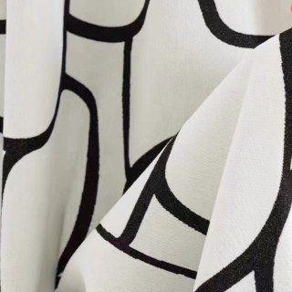 Pebble Path Geometrische Kreise Schwarz und Weiß Chenille Verdunkelungsvorhang 8
