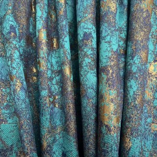 Türkis Schätze Luxus Jacquard Teal Blau & Gold Vorhang 5