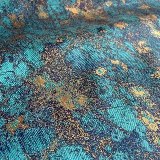 Türkis Schätze Luxus Jacquard Teal Blau & Gold Vorhang 7