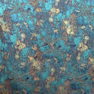 Türkis Schätze Luxus Jacquard Teal Blau & Gold Vorhang