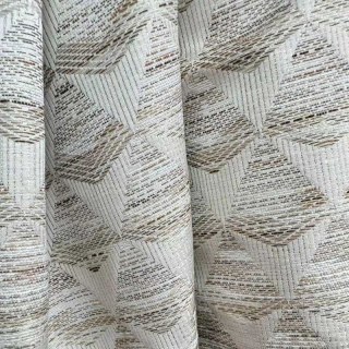 Diamond Mirage Jacquard Creme Sand Geometrische Vorhänge 5