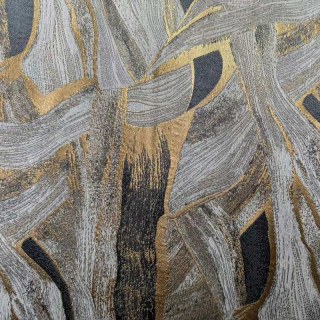 Dreamscape Luxuriöse Jacquard Abstrakt Grau und Gold Vorhänge