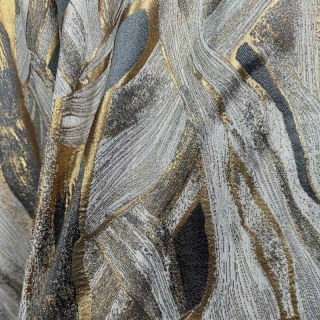 Dreamscape Luxuriöse Jacquard Abstrakt Grau und Gold Vorhänge 7
