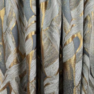 Dreamscape Luxuriöse Jacquard Abstrakt Grau und Gold Vorhänge 4