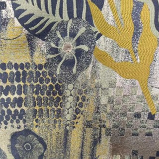 Erdig-verspielte gelb-goldene moderne Blumenmuster-Vorhänge 6