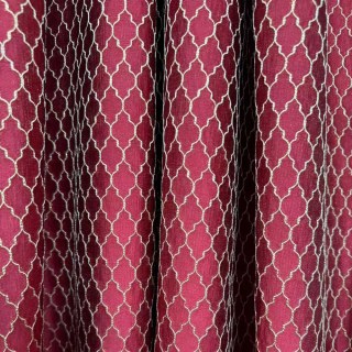 Edles Rankengitter 3D Jacquard Burgunder Weinrot Arabeske Vorhänge mit Golddetails 5
