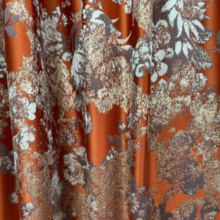 Blumige Reverie Jacquard Terracotta Orange Vorhänge 8
