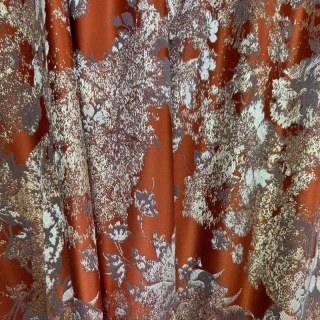 Blumige Reverie Jacquard Terracotta Orange Vorhänge 7