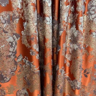 Blumige Reverie Jacquard Terracotta Orange Vorhänge 5