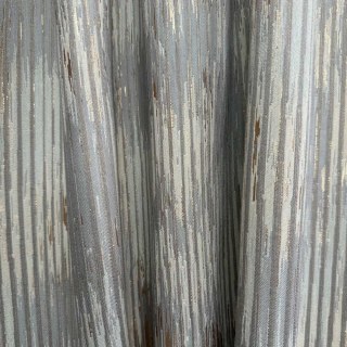 Goldene Kaskade Strukturierter Gestreifter Grau und Gold Vorhang 5