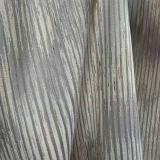 Goldene Kaskade Strukturierter Gestreifter Grau und Gold Vorhang 7