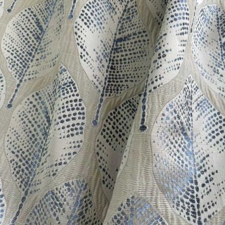 Leaf Dance Luxuriöse Jacquard Creme- und Blaue Blumenmuster Vorhänge 8