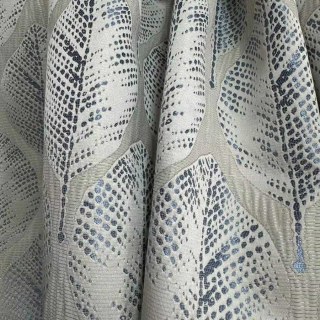 Leaf Dance Luxuriöse Jacquard Creme- und Blaue Blumenmuster Vorhänge 4