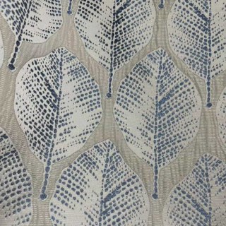 Leaf Dance Luxuriöse Jacquard Creme- und Blaue Blumenmuster Vorhänge 7