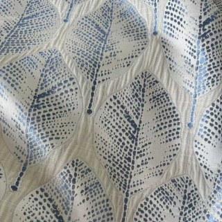 Leaf Dance Luxuriöse Jacquard Creme- und Blaue Blumenmuster Vorhänge 6