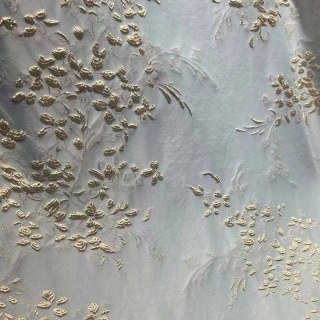 Frühlingsblüte 3D Jacquard Pastellblau und Goldene Abstrakte Blumen Vorhänge