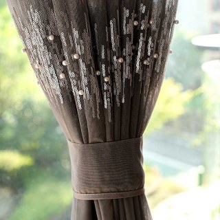 Dämmerung Funkeln Perlenbestickte Paillettenbestickte Graue Voile Gardine 5