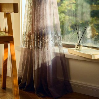 Dämmerung Funkeln Perlenbestickte Paillettenbestickte Graue Voile Gardine 7