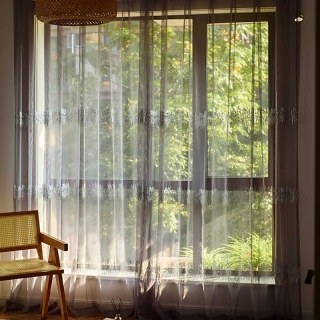 Dämmerung Funkeln Perlenbestickte Paillettenbestickte Graue Voile Gardine 8