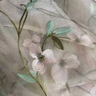 Fancy Pansy bestickte Organza Voile Gardine 6