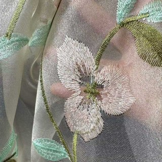 Fancy Pansy bestickte Organza Voile Gardine 8