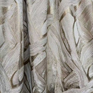 Dreamscape Luxuriöse Jacquard Abstrakt Creme- und Goldfarbene Vorhänge 5
