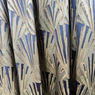 Gilded Breeze Blau und Gold Art-Deco-Geometrie-Vorhänge 4