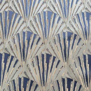 Gilded Breeze Blau und Gold Art-Deco-Geometrie-Vorhänge