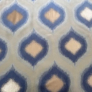 Ikat Ogee Luxuriöse Jacquard Blau-Goldene Geometrische Vorhänge 9