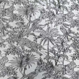 Dschungel Jive Leopard und Papagei Silber und Schwarz Verdunklungsvorhänge 8