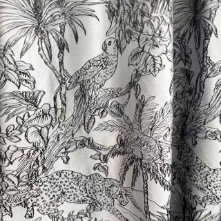 Dschungel Jive Leopard und Papagei Silber und Schwarz Verdunklungsvorhänge 4