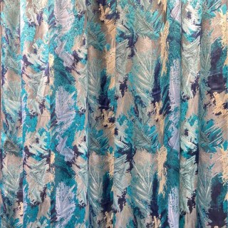 Jungle Mist Luxuriöser Jacquard Teal Blue Abstrakte Vorhänge 5