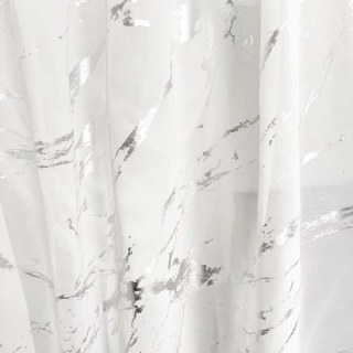 Lunar Marble Abstrakte weiße und silberne Voile-Vorhänge 4
