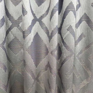 Luxe Labyrinth Silberne und blaue geometrische Vorhänge 4
