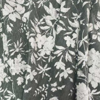 Midsummer Night Dunkelolivgrüne florale Chenille-Vorhänge 2