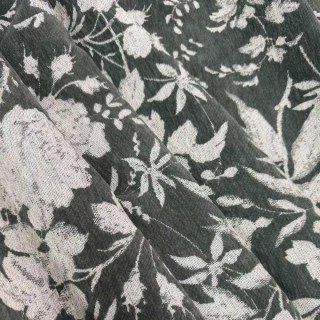 Midsummer Night Dunkelolivgrüne florale Chenille-Vorhänge 5