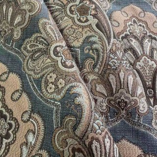 Regale Eleganz Blaue und braune Damastvorhänge 7