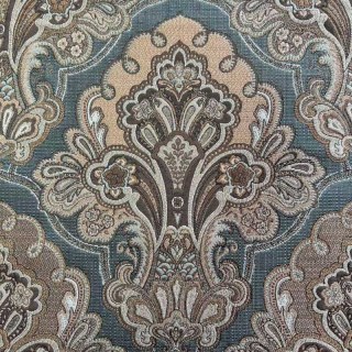 Regale Eleganz Blaue und braune Damastvorhänge 8