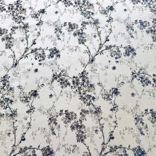 Starlit Bloom Luxuriöse Jacquard Silber & Blaue Blumen Vorhänge 9