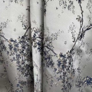 Starlit Bloom Luxuriöse Jacquard Silber & Blaue Blumen Vorhänge 5