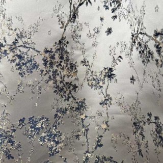 Starlit Bloom Luxuriöse Jacquard Silber & Blaue Blumen Vorhänge 8